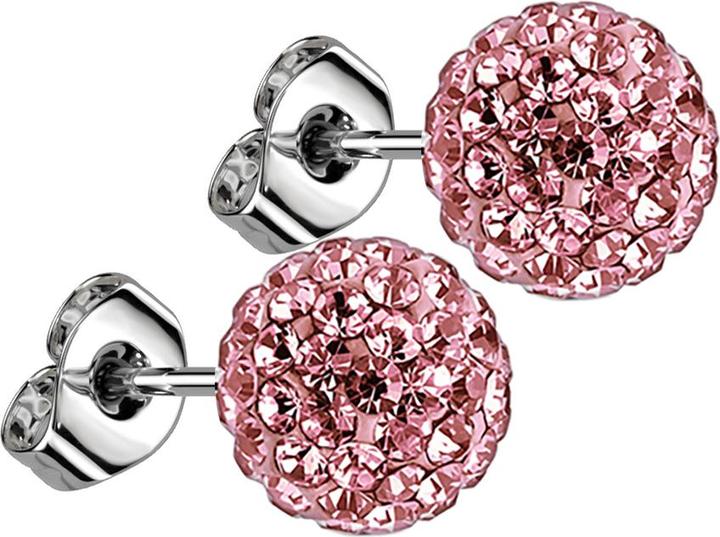 Actual product image Star Piercing Ohrstecker mit Kristallkugel pink (without brass, Surgical steel 316L)
