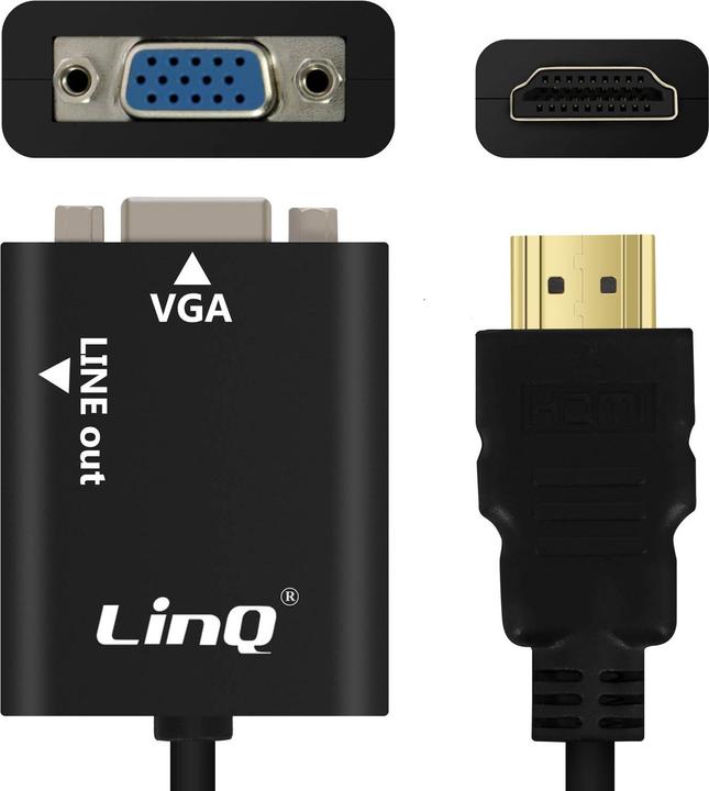 Actual product image LinQ Audio & video cable HDMI/VGA + 3.5mm jack cable by - Black (0.15 m, HDMI)