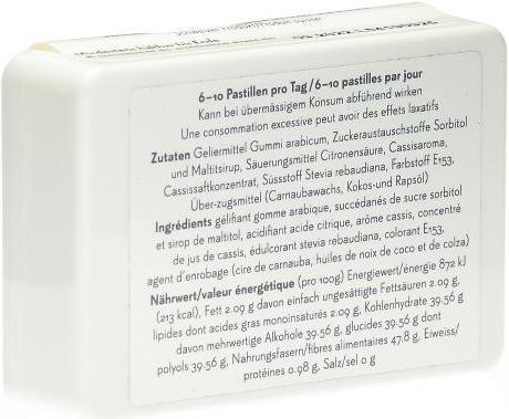 Valori nutrizionali e ingredienti Phytopharma Pastiglie di Cassis (1 Pezzo/i, Caramella, 60 g)