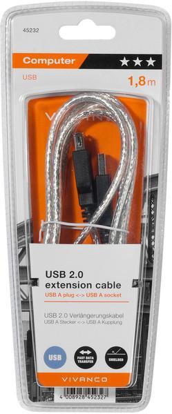 Produktbild Vivanco "" USB 2.0 AM-AF 1.8 m cable (45232) (1.80 m, USB 2.0)