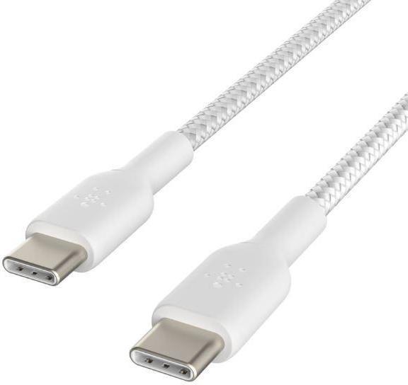Image du produit Belkin BRAIDED USB-C TO USB-C CABLE,1M, Baltas (1 m, USB 3.0)