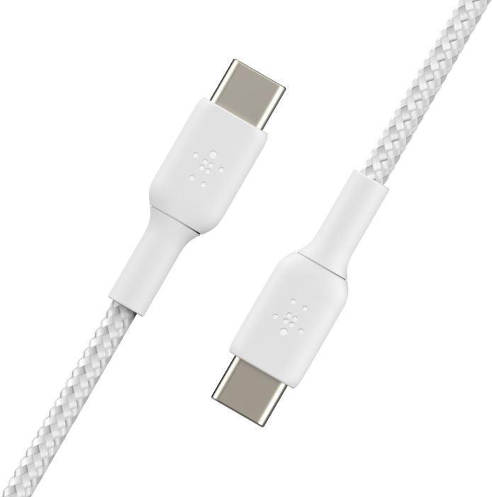 Image du produit Belkin BRAIDED USB-C TO USB-C CABLE,1M, Baltas (1 m, USB 3.0)