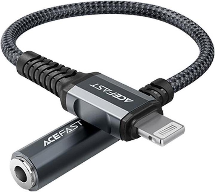 Produktbild Acefast MFI Lightning audio cable - 3.5 mm mini jack (female) 18 cm, AUX gray (C1-05 deep gray) (0.18 m)