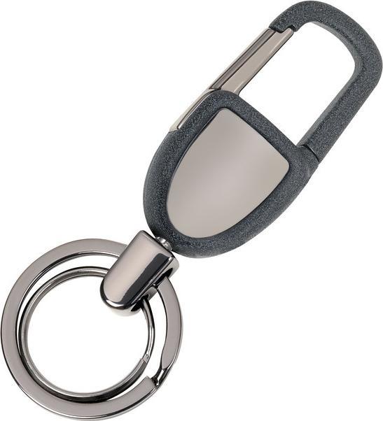 Troika CARABINIERO Schlüsselanhänger mit 2 drehbar gelagerten Ringen und Karabiner, gunmetal