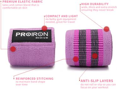 Produktbild Proiron Exercise Resistance Hip Band Set 38 x 8 cm, 3 pcs, Multicolor