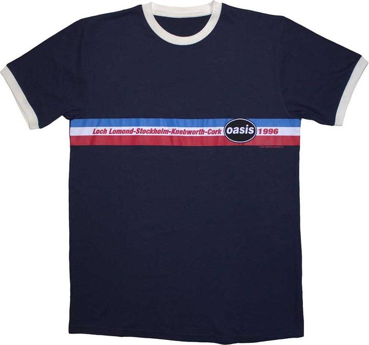 Oasis 1996 Tour Horizontal Stripes Ringer (Blue) Ringer (L)