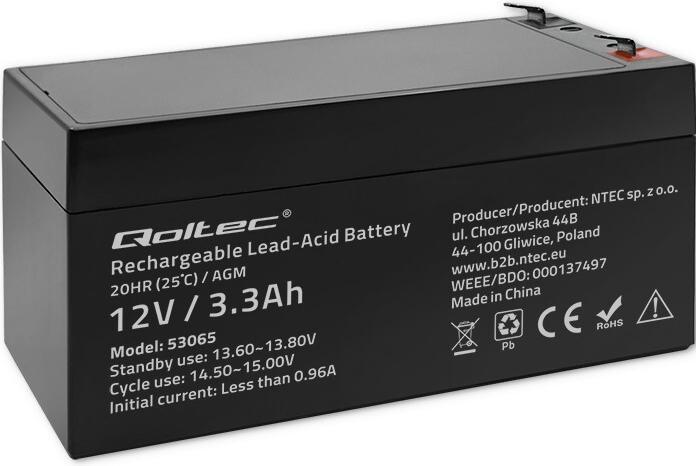 Produktbild Qoltec AGM 53065 (12 V, 3.30 Ah)