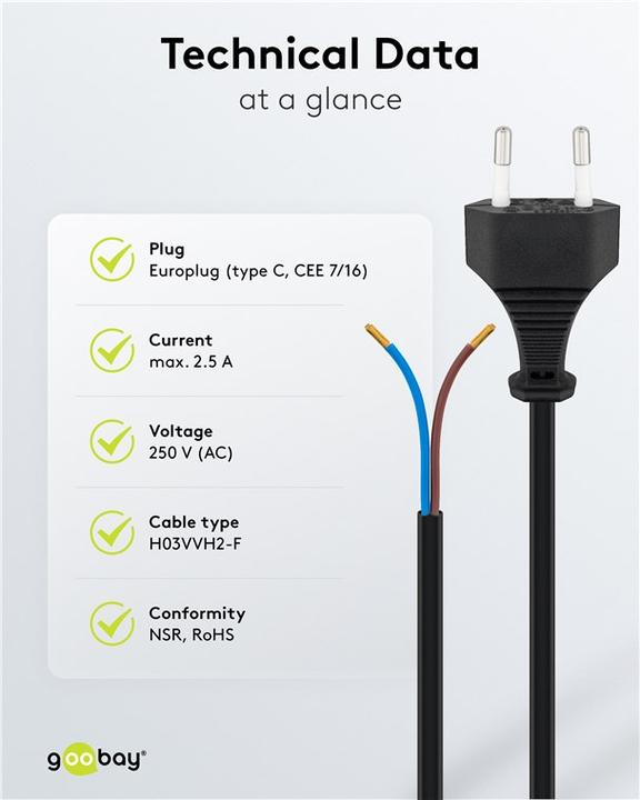 Actual product image Goobay Euro cable for assembly (1.50 m)