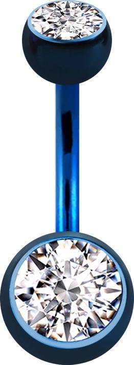 Actual product image Star Piercing Banana dark blue with two balls crystal silver (Surgical steel 316L, without brass)
