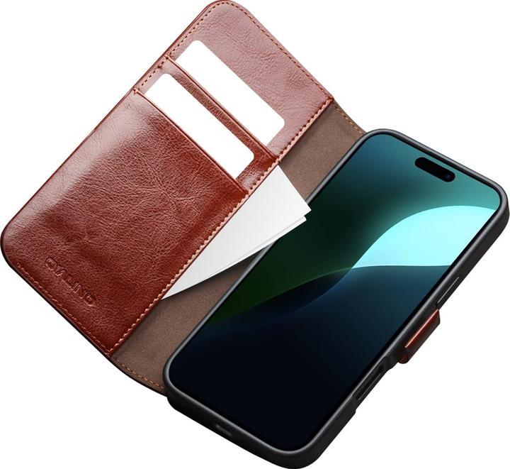 Produktbild QiAlino Hülle Flip mit magnetischem Verschluss Hellbraun (Apple iPhone 16 Plus)
