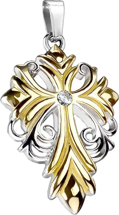 Produktbild Star Piercing Anhänger vergoldet Blumenkreuz (Chirurgenstahl 316L)