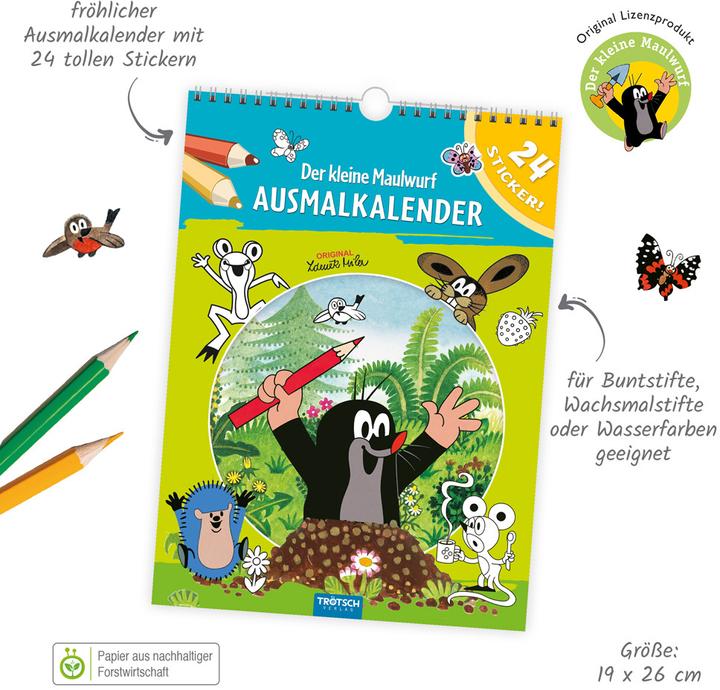 Produktbild Ausmalkalender immerwährend Der kleine Maulwurf (19 x 26 cm, Harter Einband, Deutsch)