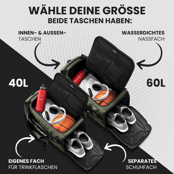 Immagine prodotto BeMaxx Borsa da allenamento per lo sport, 60L, Verde (60 l)