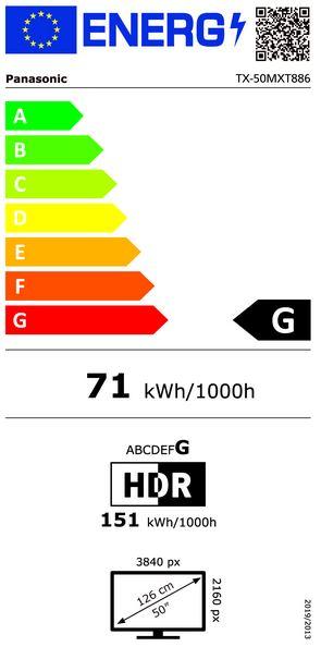 Energie-Label Panasonic TX-50MXT886 sw LCD-TV (50", LCD, 4K)