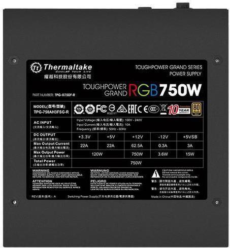 Produktbild Thermaltake Power supply Toughpower Grand RGB 750W PS-TPG-0750FPCGEU-R (750 W, Active, 140 mm) (750 W)