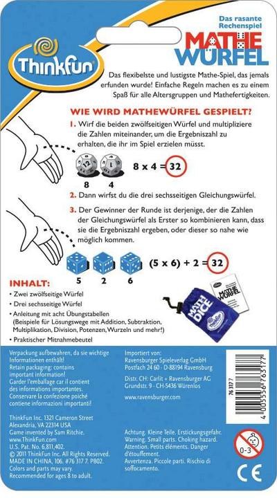 Actual product image Thinkfun Math Cubes