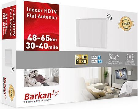 Produktbild Barkan Indoor HDTV Tabletop/Wall Mounted Flat Antenna, 40Miles/65km, White (Zimmerantenne, 5 dB, DVB-T / -T2)