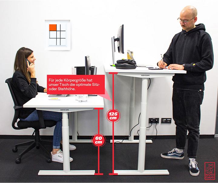 Produktbild Novigami Schreibtisch elektrisch höhenverstellbar Josi | Stehpult | BxT 1600 x 800 mm | Gestell Schwarz | Oka