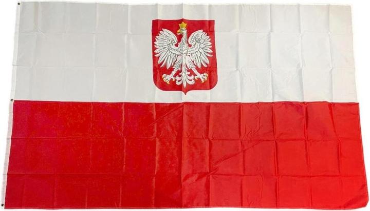 Produktbild trends4cents Flagge Polen mit Wappen 150 x 250 cm Fahne mit 3 Ösen 100g/m² Stoffgewicht