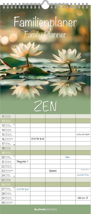 Produktbild Alpha Edition Familienplaner Zen 2026 (19.5 x 45 cm, Harter Einband, Deutsch)