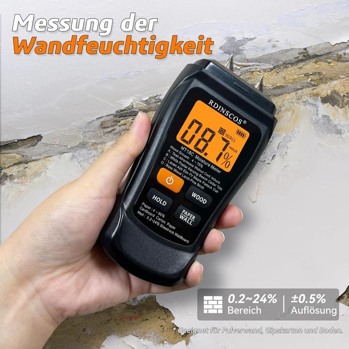 Produktbild Rdinscos Feuchtigkeitsmessgerät MT18C1 für Holz und Wände