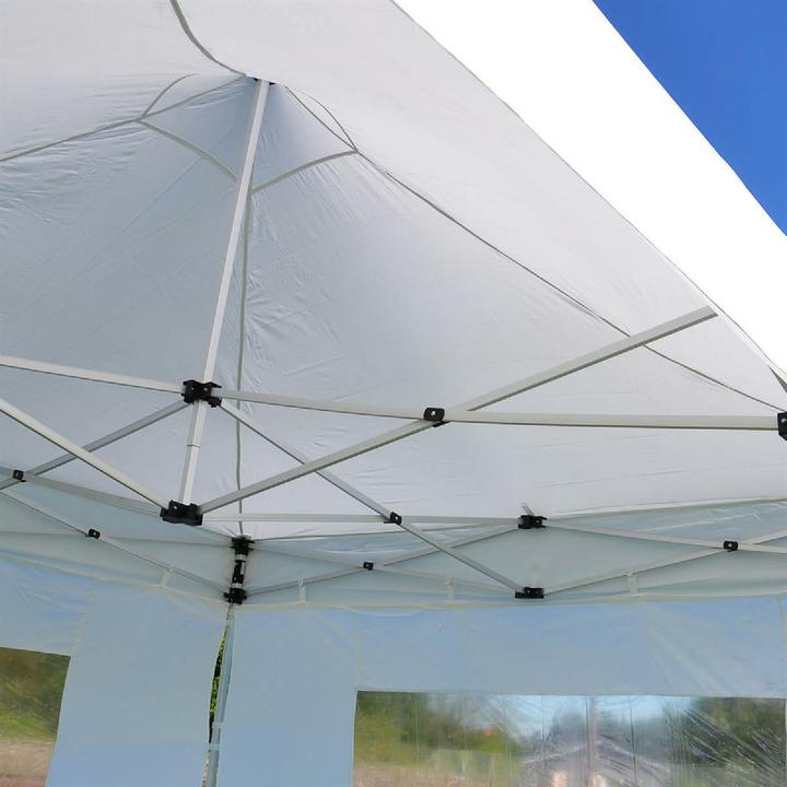 Produktbild VCM PROFI Falt Pavillon Partyzelt mit 4 Seitenteilen 3x3m weiss wasserdichtes Dach (300 cm, 300 cm)