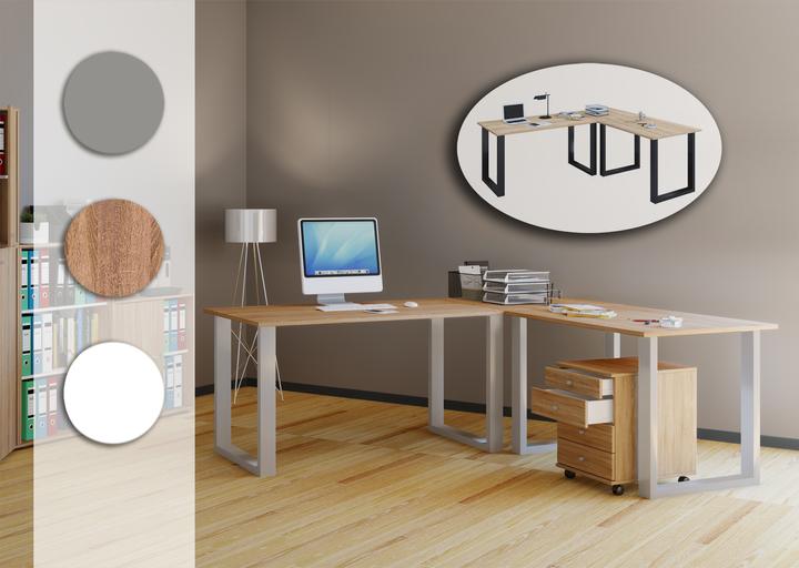Actual product image VCM Wood desk computer table Lona 50 U Alu Silver (76 x 160 x 130 x 50 cm)