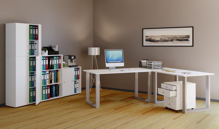 Actual product image VCM Wood desk computer table Lona 50 U Alu Silver (76 x 160 x 130 x 50 cm)
