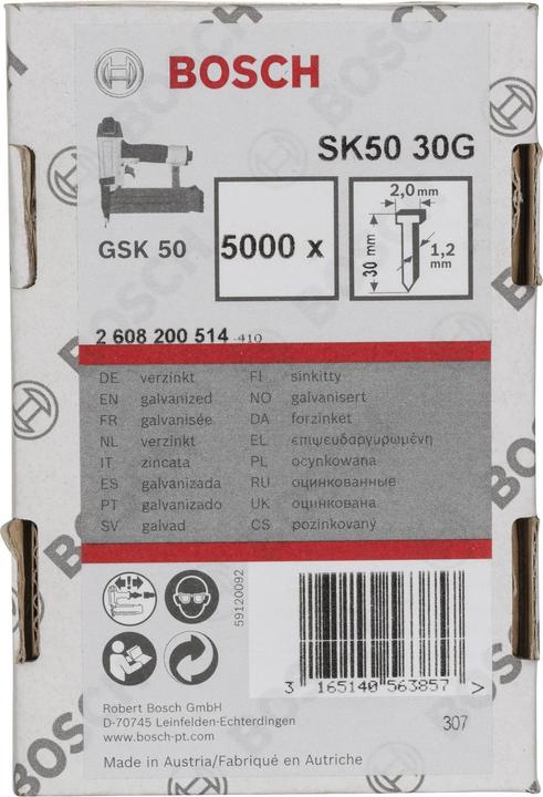 Produktbild Bosch Professional Zubehör Senkkopf-Stift SK50 30G, 1,2 mm, 30 mm, verzinkt
