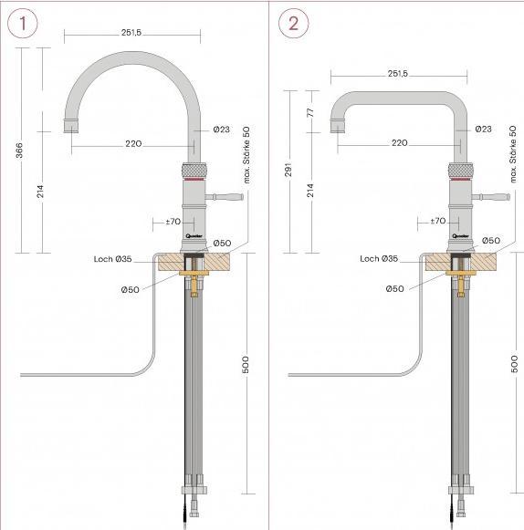 Produktbild Quooker - Wasserhahn Classic Fusion Square COMBI Messing Patina