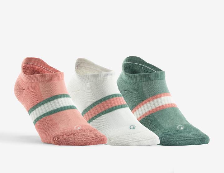 Artengo Tennissocken RS500 Low 3er-Pack rosa Motive/weiss/grün Decathlon