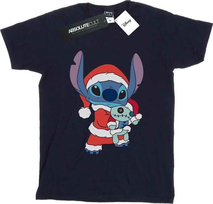 Actual product image Disney Womens/Ladies Lilo And Stitch Stitch Christmas Cotton Boyfriend T-Shirt (XXL)