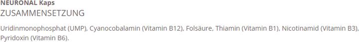 Nährwerte und Zutaten Biocinalis+ Neuronal (20 Stück, Kapseln, 36 g)