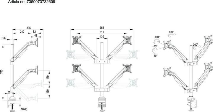 Actual product image Multibrackets MB Gas lift arm HD (Table, 32")