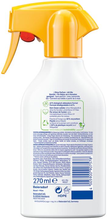 Immagine prodotto NIVEA Sun Babies & Kids Sensitve Protect Trigger (Spray solare, SPF 50, 270 ml, 326 g)