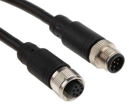 Actual product image Rs Pro M12 male-M12 Female, 8W, 8 Core 2m