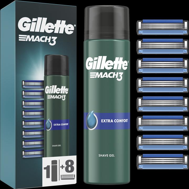 Gillette Venus Gillette - Replacement heads Gillette Mach3 8 pcs + Extra Comfort shaving gel (Shave Gel) 200 ml (8 x)
