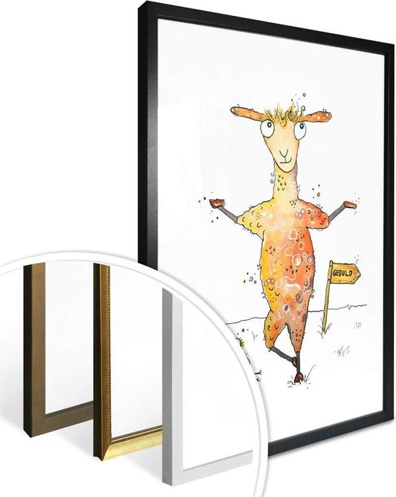 Actual product image Trenddeko Llama and bird (24 x 30 cm)