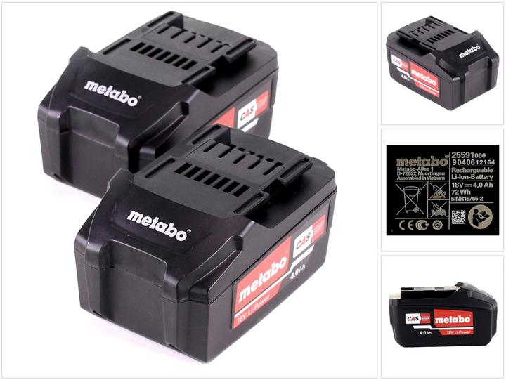 Metabo Battery set 2x Li-Power battery pack 18 V 4.0 Ah CAS Li-Ion battery ( 2x 625591000 ) with charge (18 V)