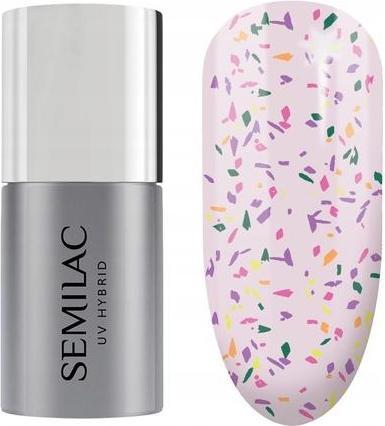 Actual product image Semilac UV Nail Polish Top No Wipe Matte Violet Galaxy 7ml (T27 Matte Violet Galaxy, Top coat)