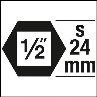 Produktbild HAZET Schlag-, Maschinenschrauber Schraubendreher-Steckschlüsseleinsatz 985S-24 ∙ Vierkant12,5 mm (… (24 mm)