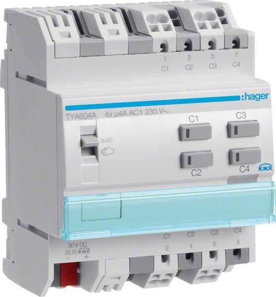 Immagine prodotto Hager Uscita di commutazione/chiusura KNX. 4 pieghe 4A TYA604A (Attuatore dell'interruttore)
