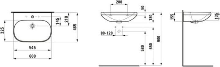 Actual product image Laufen Washbasin LUA 60x46cm w ÜL 1 HL-A pergamon (460 mm, 600 mm)