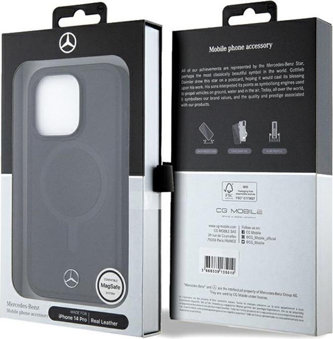 Produktbild Mercedes MEHMP14L23RCMK iPhone 14 Pro 6.1" czarny/black hardcase Smooth Leather MagSafe (Apple iPhone 14 Pro)