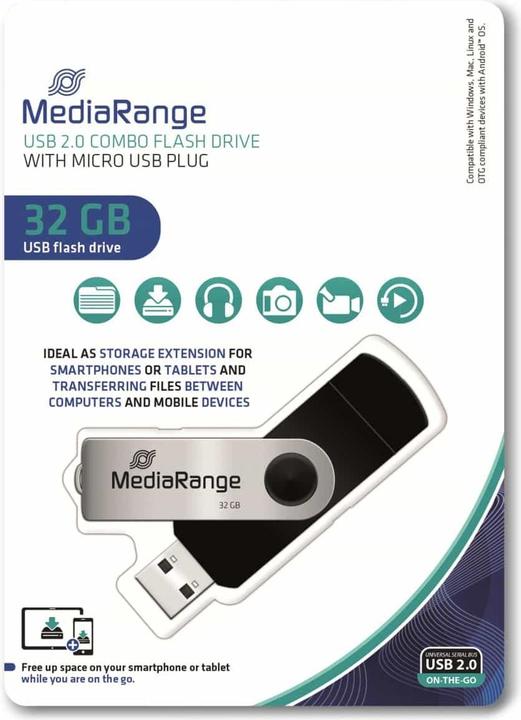 Image du produit MediaRange combo flash drive with micro USB (OTG) (32 Go, Micro USB, USB-A, USB 2.0)