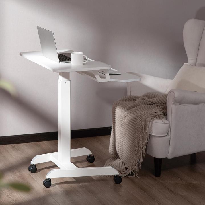 Productafbeelding Ergo Office In hoogte verstelbaar mobiel werkstation met dubbel platform, staand werken, wit max. (80 x 40 x 120 cm)