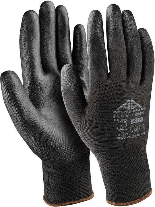 Produktbild Active Gear Black polyurethane gloves XL, 12 pcs. (12, XL)