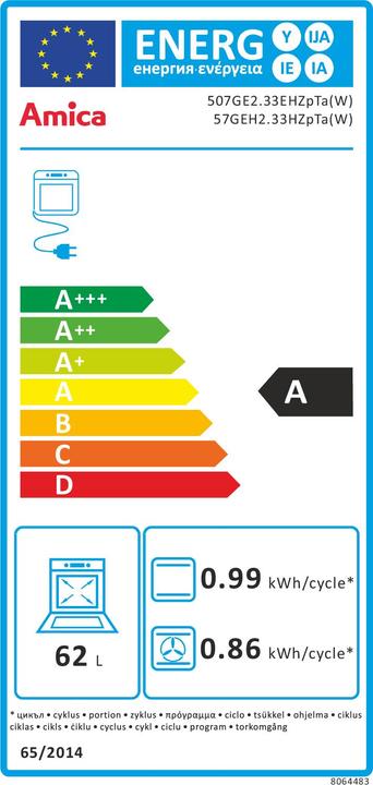 Label énergétique Amica 57GEH2.33HZpTaW
