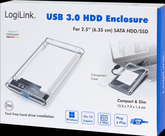 Immagine prodotto LogiLink Contenitore per hard disk da 2,5", HDD/SSD, USB 3.0, senza attrezzi (2.5")