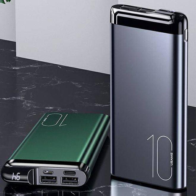 Actual product image Usams PB55 10000 mAh Powerbank Green (10KCD14802) (10000 mAh, 37 Wh)